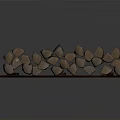 Wooden Train Model With Track Structure Made Of Planks And Logs