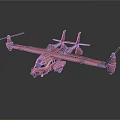 Futuristic Pink Spacecraft With Twin Wings For Cosmic Exploration Missions
