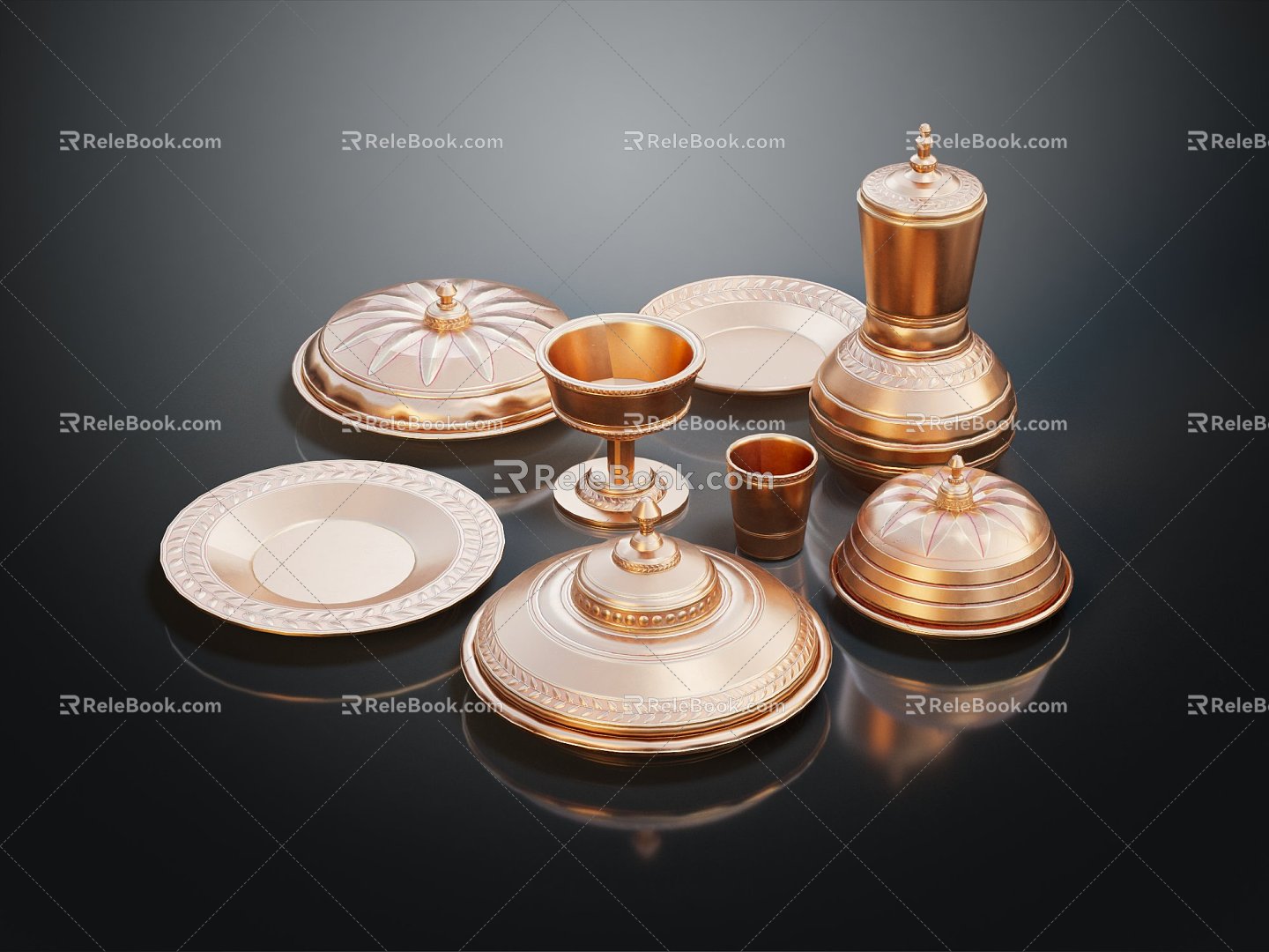 Modern Tableware Bronze Tableware Bronze Dinner Plate 3d model