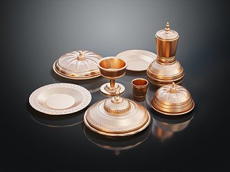 Modern Tableware Bronze Tableware Bronze Dinner Plate 3d model