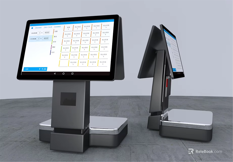 Dual Units Modern Commercial POS Equipment With Touchscreen Display For Retail Business 3d model 