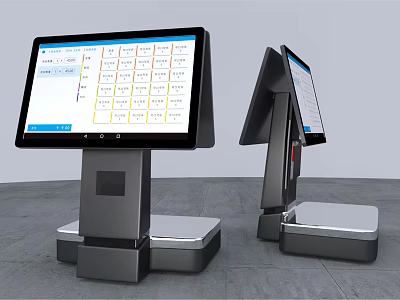 Dual Units Modern Commercial POS Equipment With Touchscreen Display For Retail Business 3d model