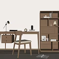 Modern Desk and Chair Combination Desk Computer Desk 3d model