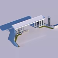 Modern Entrance Gate With White Roof Black Columns And Blue Sky Background