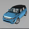 Blue Modern SUV Featuring Black Roof Front Grille And Shiny Reflective Surface Design
