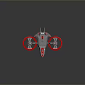Modern Drone Concept Design With Four Rotors Red Rings Gray Body And Aerodynamic Structure
