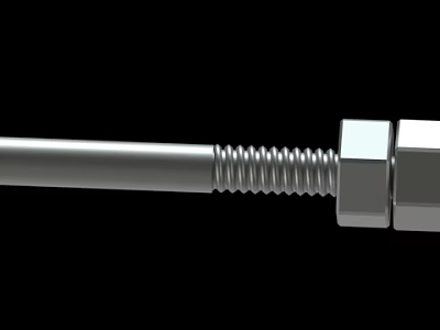 Metal Bolt With Threaded Shank And Hexagonal Nut On Black Background 3d model