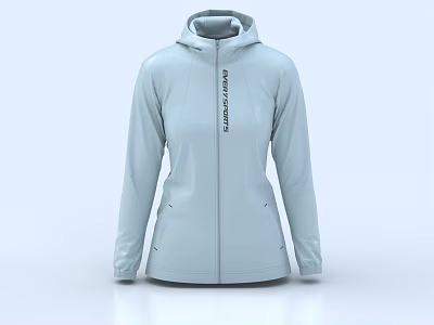 Light Blue Burton Hooded Jacket With Zipper Closure For Outdoor Activities 3d model