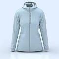 Light Blue Burton Hooded Jacket With Zipper Closure For Outdoor Activities