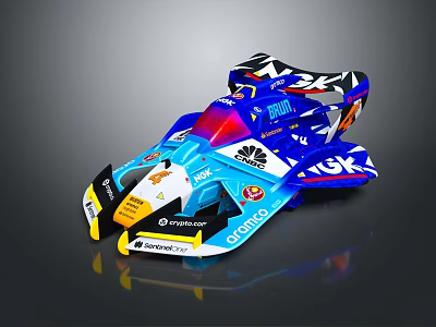 Colorful Racing Car With Blue Red White Livery And Streamlined Design 3d model