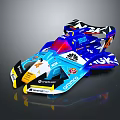 Colorful Racing Car With Blue Red White Livery And Streamlined Design