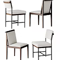 Modern Dining Chairs With Wooden Frame And Fabric Seat Cushion In Multiple Angles