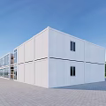 Modern Container Building Design With Glass Windows And Open Courtyard 3d model
