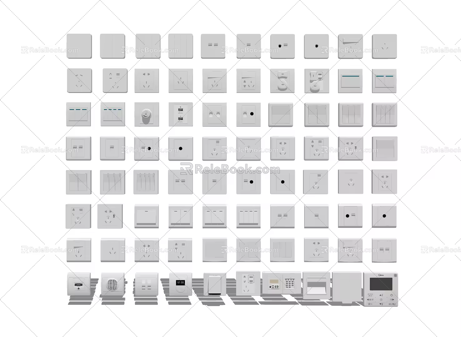 Modern switch component hardware switch combination 3d model