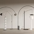 Modern Floor Lamps With Arched Design And Spherical Cone Shades For Interior