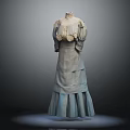 Vintage Style Long Dress With Ruffled Collar And Layered Skirt Design