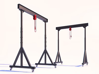 Heavy Duty Industrial Mobile Gantry Cranes With Steel Frame And Wheels For Lifting 3d model
