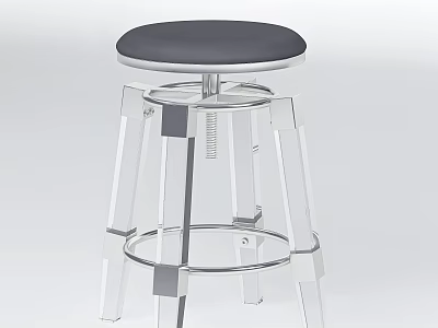 Transparent Acrylic Bar Stool With Black Padded Seat Modern Design 3d model