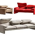 Cassina Maralunga Malarenga Sofa Single Double Multiplayer Sofa Combination 3d model