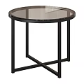 Round Glass Top Dining Table With Black Metal Cross Legs Structure 3d model