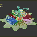 Colorful Cartoon Scene Featuring Flower With White Petals Blue Center And Green Spinning Character