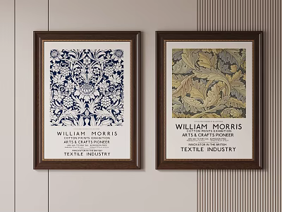 Abstract Paintings With William Morris Textile Art For Wall Decor 3d model