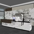 Modern company front desk background wall reception area bar desk reception desk hall simple lobby 3d model