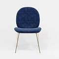 Dark Blue Velvet Office Chair with Round Backrest and Gold Metal Legs