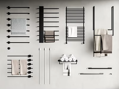 Bathroom Racks With Towel Bars Multi Tier Shelves And Toilet Paper Holders 3d model