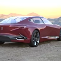 Red Acura Sports Car With Sleek Design Modern Exterior And Mountain Landscape