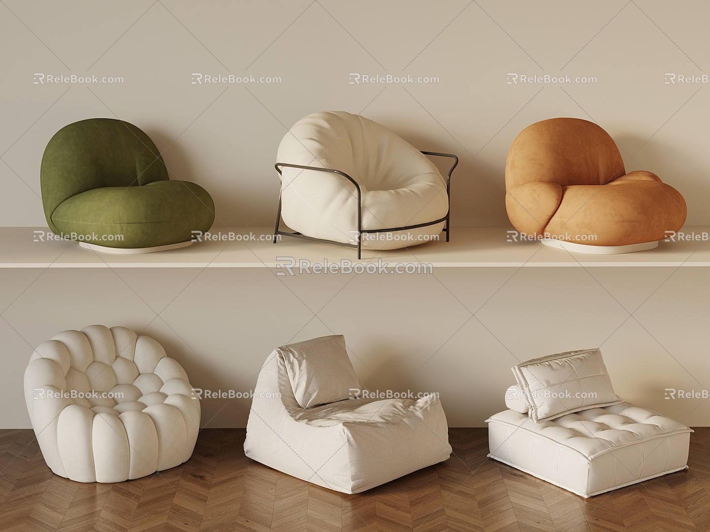 30 Sofa Modern Cream Style Sofa Single Sofa Lazy Sofa 3d model