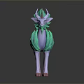 Teal And White Mythical Creature 3D Model With Horn Leaf Like Mane And Tail