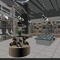 Modern Department Store Kids Section with Clothing Racks Teddy Bears and Display Tables Plants