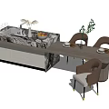 Modern Dining Table Set With Marble Countertop And Upholstered Dining Chairs