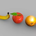 Fresh Colorful Fruits Banana Apple Orange and Sliced Orange Arranged Together