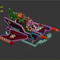 Commercial Equipment Red Sleigh With Christmas Tree Gifts Snowflake Candy Cane Decorations Xmas Brand