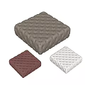 Three Colored Upholstered Ottoman With Diamond Stitch Design For Living Room