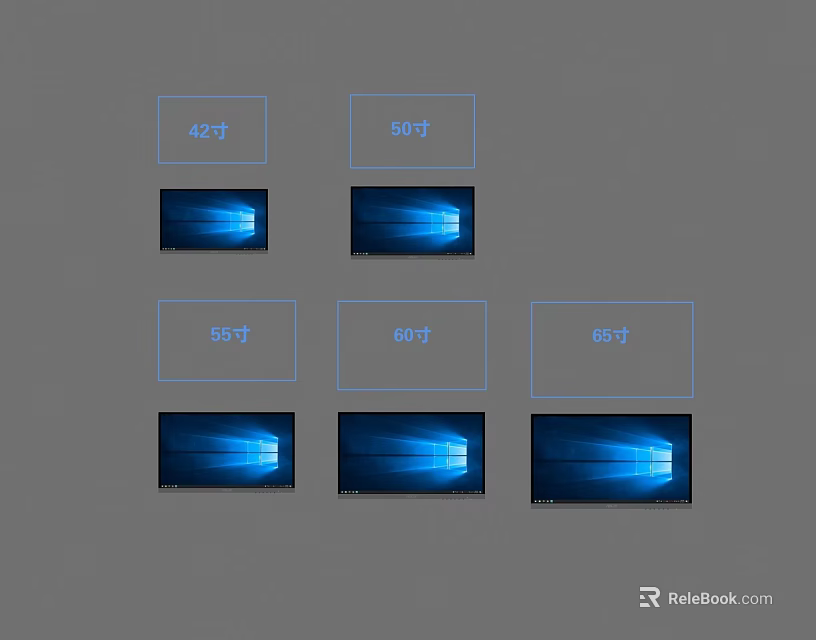 Modern LED Televisions with Various Screen Sizes Including 43 50 55 60 65 Inches 3d model 