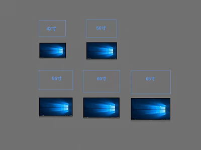 Modern LED Televisions with Various Screen Sizes Including 43 50 55 60 65 Inches 3d model