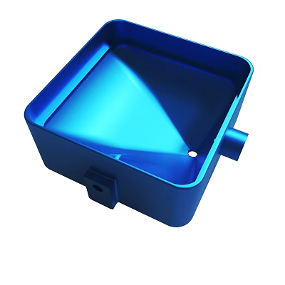 Blue Industrial Metal Container Structure With Tubular Connector And Mounting Hole 3d model