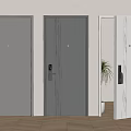 Modern Security Doors In Grey And White With Secure Locks Closed And Open In Interior 3d model