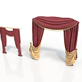 Red Gold Stage Curtain Decorations With Draped Fabric And Trim