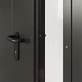 Black Swing Doors With Circular And Rectangular Glass Panels For Interior Use