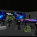 Leading Digital Industry Stage With Green Plants Blue Backdrops Empowering Electrical Society