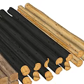 Stacked Stone Wood Poles With Black And Light Natural Tones