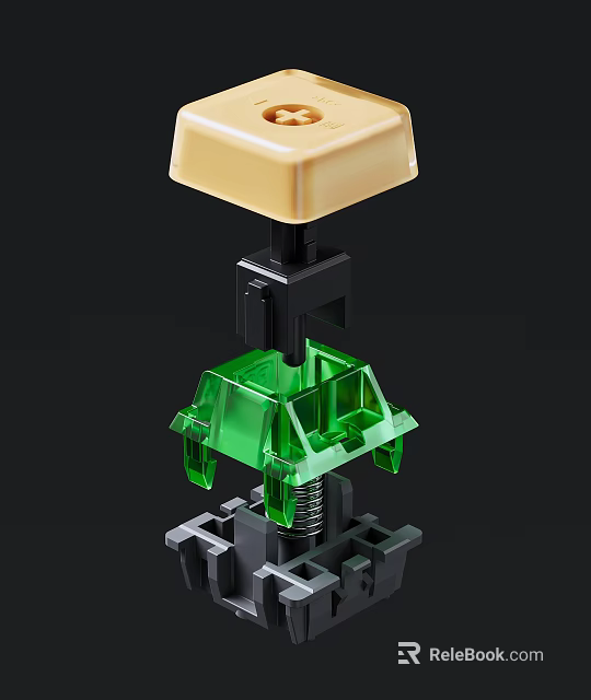 Mobile Phone Digital Component With Yellow Top Black Connector Green Transparent Structure And Gray Base 3d model 