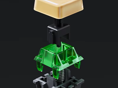 Mobile Phone Digital Component With Yellow Top Black Connector Green Transparent Structure And Gray Base 3d model