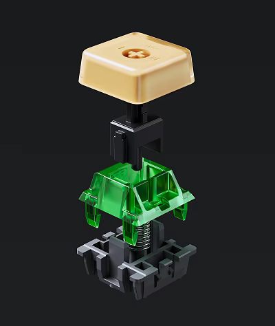 Mobile Phone Digital Component With Yellow Top Black Connector Green Transparent Structure And Gray Base 3d model