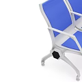 Modern Public Chair With Three Seats Blue Upholstery White Metal Frame For Public Spaces