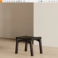 Modern Minimalist Black Wooden Leisure Chair With Slatted Seat On Light Wood Floor